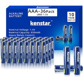 Kenstar AAA Batteries 36 Pack, High-Performance Alkaline Triple A Battery for Household and Office Devices, 1.5 Volt, Leakproof, Long Lasting, 10-Year Shelf Life