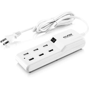 محطة شحن USB للطاقة الرقمية ذات 6 منافذ وشريط حماية من زيادة التيار (في عبوة البيع بالتجزئة) in Kuwait