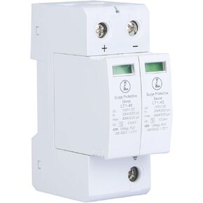 Voltage Arrester Device, 2P Protective Device DC Photovoltaic Lightning Protector Low-Voltage Arrester for Home Commercial Lighting Protection (2P40KA)