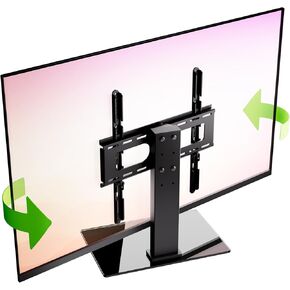 Swivel Universal TV Stand/Base,Height Adjustable TV Mount Stand for 23-55 inch TVs,TV Mount Stand with Tempered Glass Base,VESA 400x400mm,Holds up to 88lbs Screens,BLACK