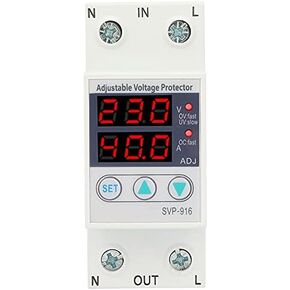SVP 916, 230V AC Current Protector 63A, Intelligent Single Phase Adjustable Over Voltage Under Voltage Current Protective Device, Protectors (63A)