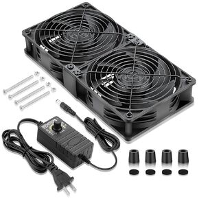 AC 4 x 120mm Server Rack Fans Cooling AC 110V 120V 220V 240V Variable Speed High Airflow for DIY Mining Rig Ventilation Window Exhaust Greenhouse Cooler (12038)