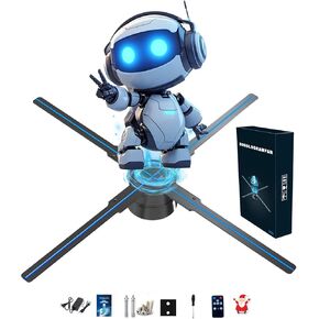 3D Hologram Fan,18.1 inch 2000*1444PX Resolution Hologram Fan Projector Advertising Display for Christmas, Halloween,Business,Shop,Holiday 46CM Holographic with 700 Video Library