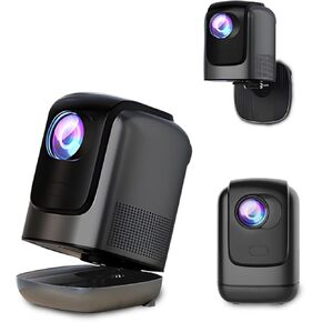 Unitedtime Portable Projector Wall Mount Built-In 180°Adjustable Folding Pan Tilt Stand Native 1080p Support 4K 12000 Lumens with WiFi and Bluetooth for Home Theater Model:TZ1