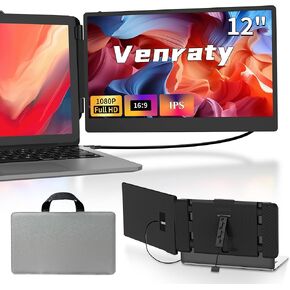 Laptop Screen Extender, 12'' Dual Screen Monitor for Laptop FHD 1080P IPS Portable Monitor for Laptop HDMI/USB-C Plug-Play Laptop Monitor Extender (Mac, Wins, Android, Dex)