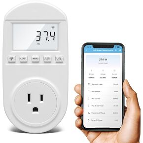 WiFi Electricity Usage Monitor, Briidea Plug-in Power Meter with Audible Alarm, Refrigerator Power Consumption Monitoring and Electricity Bill Statistics