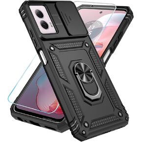 SunStory for Motorola Moto G Power 5G 2024 Case with HD Screen Protector & Slide Camera Cover & Kickstand, Moto G Power 5G 2024 Phone Case [Military-Grade] for Motorola G Power 2024 (Black)