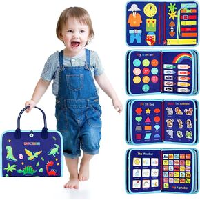 Toddler Busy Board Montessori Toys for 1 2 3 4 Year Old Boys Girls Birthday Gifts, Sensory Autism Learning Toys for Toddlers Age1-3, Toddler Travel Busy Book for Plane Car, Education Activities Book