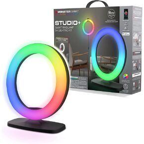 Monster Studio + مصباح حلقي ذكي ومجموعة تسجيل فيديو LED، يتضمن حامل ثلاثي الأرجل/حامل الهاتف بين الملحقات، إضاءة LED متعددة الألوان/بيضاء قابلة للتخصيص مع تطبيق قابل للتنزيل، وضع ساعة LED ملونة in Kuwait