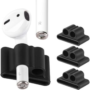 Silicone Watch Band Holder for Airpod 1 / Airpod 2 / Airpods Pro Holder 3pcs Portable Anti-Lost Silicone for Airpods Watch Band Holder Airpod Holder Airpods Accessories (Black)
