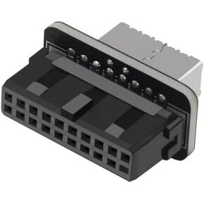 1 piece USB Front Panel Adapter, Internal Vertical, USB3.0 19-Pin Internal Connector for PC Motherboards to USB 3.1/3.2 Type-C Front Type-E Adapter 20-Pin to 19-Pin Converter, Black