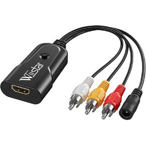 HDMI to RCA Converter, HDMI to AV Composite CVBS Video Audio Converter Adapter 1080P Support PAL/NTSC Compatible for TV Box, Roku, Fire Stick, DVD, Blu-ray Player