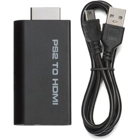 PS2 to HDMI Converter Adapter, Audio Video Converter Adapter with 3.5mm Audio Out for HDTV HDMI Display Supports All PS2 Display Modes(Black)