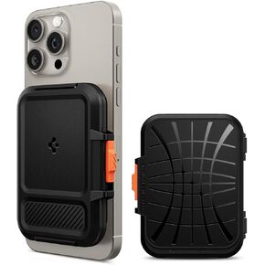 Spigen Lock Fit (MagFit) Magnetic Wallet Card Holder up to 6 Cards Designed for MagSafe Compatible with iPhone 15, iPhone 14, iPhone 13, iPhone 12 Models - Black