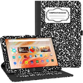 OKP Case for All New Kindle Fire HD 10 Tablet & HD 10 Plus (11th/13th Generation, 2021/2023 Release), 360 Degree Rotating Swivel Stand Leather Cover with Pencil Holder, Auto Wake Sleep, Marble Blue