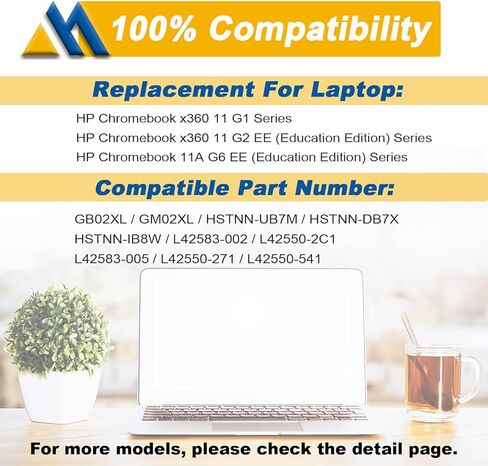 GB02XL l42583-002 استبدال بطارية الكمبيوتر المحمول HP Chromebook X360 14A 14-DB 14-DB0051CL 11A G8 G5 EE/Chromebook 11 G8 G7 G1 G2 EE/Chromebook Series hstnn-ub7m 14-DB0070NR L42583-005 L42550-271 in Saudi Arabia