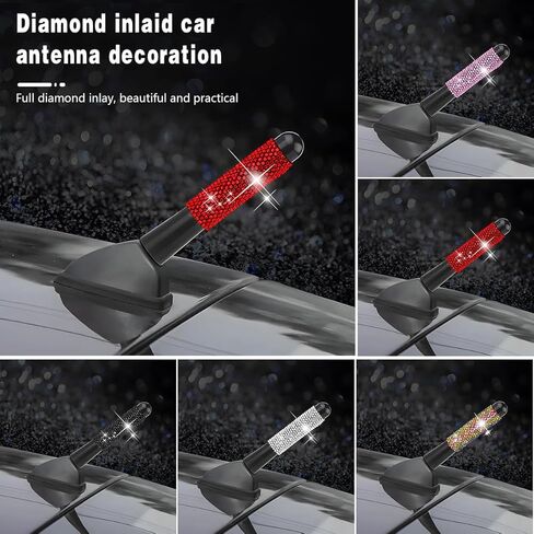 هوائي سيارة AUKEPO Bling، بديل هوائي ديكور للسيارة من حجر الراين والكريستال الماسي المقاوم للماء، ملحقات الديكور الخارجي للشاحنة للنساء والفتيات، عالمي لمعظم شاحنات الدفع الرباعي RV (أبيض) in Kuwait