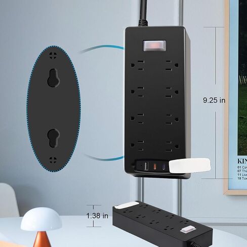 Desktop Power Strip with PD 20W, Desk Mount Design, 2 AC Outlets, 2 USB Fast Charging Ports, 6ft Extension Cord – Ideal for Home and Office Use, Fits 1.75" Thick Tabletop Edges in Saudi Arabia