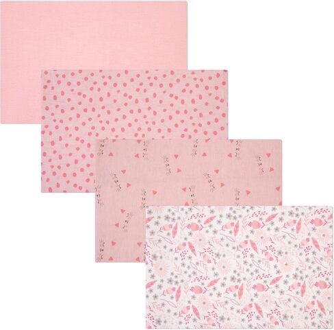 4-Pack Unisex Baby Cotton Flannel Receiving Blankets, One Size Newborn Swaddle Blankets (30 x 30) in Saudi Arabia