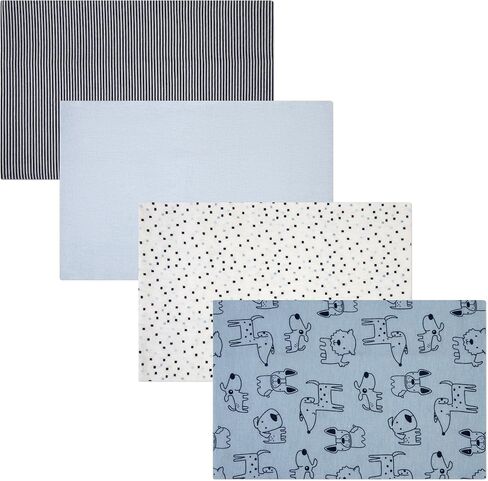 4-Pack Unisex Baby Cotton Flannel Receiving Blankets, One Size Newborn Swaddle Blankets (30 x 30) in Saudi Arabia
