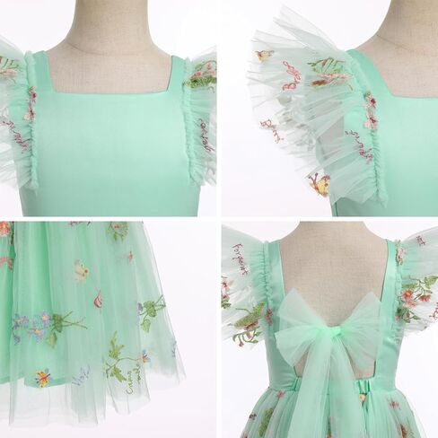 Toddler Girls Birthday Party Sundress Fancy Floral Embroidery Backless Princess Tulle Tutu Wedding Pageant Dress in Saudi Arabia