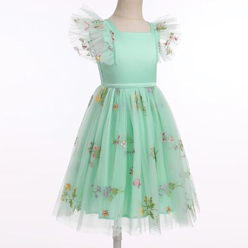 Toddler Girls Birthday Party Sundress Fancy Floral Embroidery Backless Princess Tulle Tutu Wedding Pageant Dress in Saudi Arabia