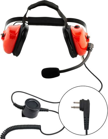 Noise Cancelling Two-Way Radio Over Ear Raceway Yellow Headset for Motorola CT150, CT250, CT450, CT450LS includes 5 pin PTT coil cable in Saudi Arabia