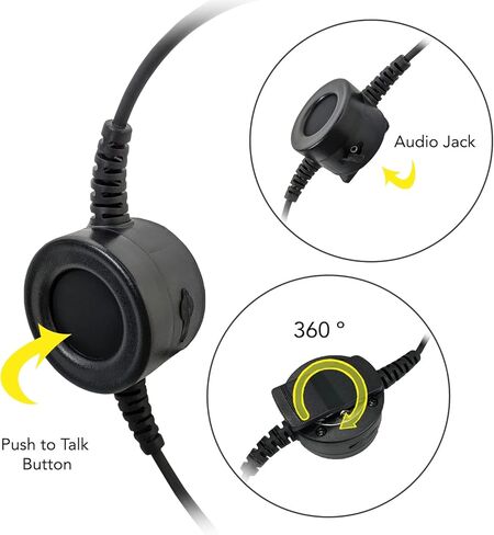 Noise Cancelling Two-Way Radio Over Ear Raceway Yellow Headset for Motorola CT150, CT250, CT450, CT450LS includes 5 pin PTT coil cable in Saudi Arabia