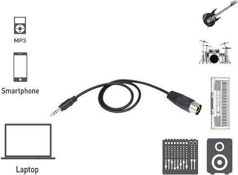 كابل zdyCGTime 3.5 مم إلى Midi، 7-Pin Din Male إلى 3.5 مم (1/8 بوصة) كابل صوت ستيريو ذكر متوافق مع iPad/iPhon/MP3/PC/TV/Android إلى Bang & Olufsen Naim، أنظمة رباعية ستيريو (0.5 متر /1.6 قدم) in Saudi Arabia