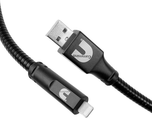 كابل شحن Cummins Lightning(R) إلى USB A CMN4700 سلك شحن فولاذي متين لجهاز iPhone MFi Certified Plus Organizer 4ft - أسود in Kuwait