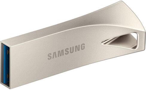 محرك أقراص فلاش USB Samsung BAR Plus MUF-128BE3/APC من النوع A 128 جيجابايت بسرعة 400 ميجابايت/ثانية قراءة 60 ميجابايت/ثانية كتابة محرك أقراص فلاش USB 3.1 متين مع حلقة مفاتيح باللون الفضي الشمبانيا in Kuwait