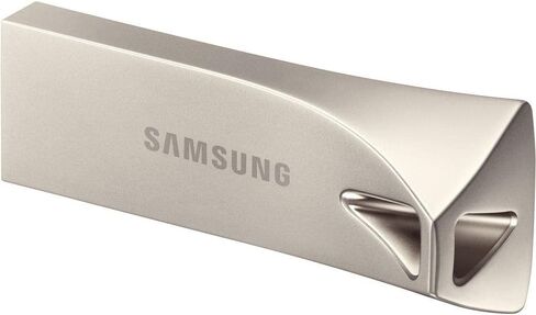 محرك أقراص فلاش USB Samsung BAR Plus MUF-128BE3/APC من النوع A 128 جيجابايت بسرعة 400 ميجابايت/ثانية قراءة 60 ميجابايت/ثانية كتابة محرك أقراص فلاش USB 3.1 متين مع حلقة مفاتيح باللون الفضي الشمبانيا in Kuwait