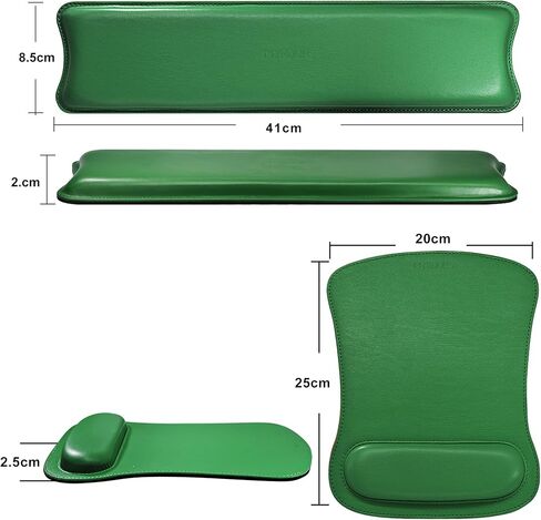 Mydours PU Leather Keyboard Wrist Rest & Mouse Wrist Support Set for Computers & Laptop, Ergonomic Design Memory Foam and Non-Slip Rubber Base for Easy Typing (Green) in Saudi Arabia