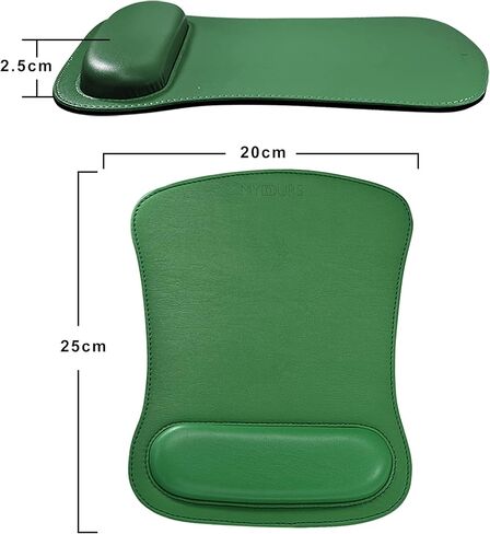 مجموعة مسند المعصم من جلد البولي يوريثان ومسند المعصم والفأرة لأجهزة الكمبيوتر والكمبيوتر المحمول، تصميم مريح من إسفنج الذاكرة وقاعدة مطاطية غير قابلة للانزلاق لسهولة الكتابة (أخضر) in Kuwait