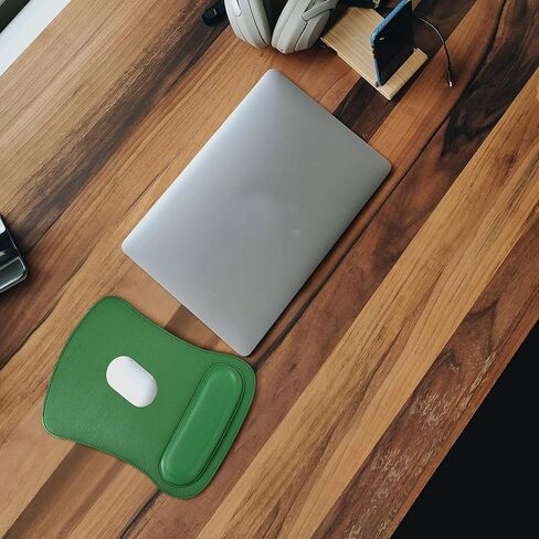 مجموعة مسند المعصم من جلد البولي يوريثان ومسند المعصم والفأرة لأجهزة الكمبيوتر والكمبيوتر المحمول، تصميم مريح من إسفنج الذاكرة وقاعدة مطاطية غير قابلة للانزلاق لسهولة الكتابة (أخضر) in Kuwait