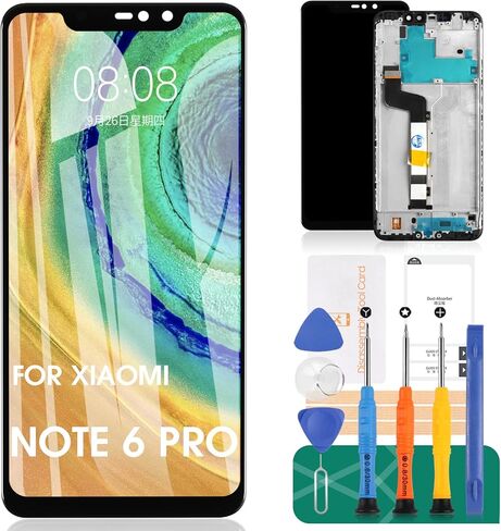 SRJTEK Screen Replacement for Xiaomi Redmi Note 6 Pro/Redmi Note 6pro LCD Display Touch Digitizer Panel with Frame Full Assembly Repair Kits Black in Saudi Arabia