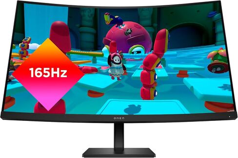 شاشة HP OMEN 32c المنحنية للألعاب مقاس 31.5 بوصة QHD 165 هرتز AMD FreeSync EyeSafe حامل قابل للتعديل معتمد من VESA، 99% sRGB، 90% DCI-P3، 400 شمعة في المتر المربع، لوحدة تحكم الألعاب، الكمبيوتر الشخصي، سطح المكتب - أسود (متجدد) in Kuwait