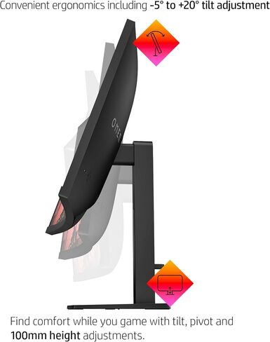 شاشة HP OMEN 32c المنحنية للألعاب مقاس 31.5 بوصة QHD 165 هرتز AMD FreeSync EyeSafe حامل قابل للتعديل معتمد من VESA، 99% sRGB، 90% DCI-P3، 400 شمعة في المتر المربع، لوحدة تحكم الألعاب، الكمبيوتر الشخصي، سطح المكتب - أسود (متجدد) in Kuwait