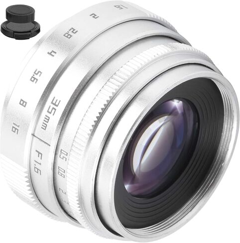 Camera Lens 35mm F1.6 C Mount Large Aperture Manual Fixed Focus Portrait Camera Lens Accessoryblack (Silver) in Saudi Arabia