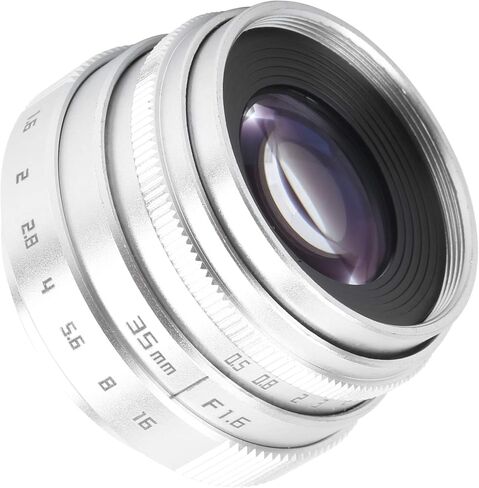 Camera Lens 35mm F1.6 C Mount Large Aperture Manual Fixed Focus Portrait Camera Lens Accessoryblack (Silver) in Saudi Arabia