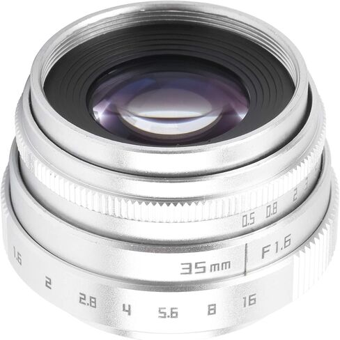 Camera Lens 35mm F1.6 C Mount Large Aperture Manual Fixed Focus Portrait Camera Lens Accessoryblack (Silver) in Saudi Arabia