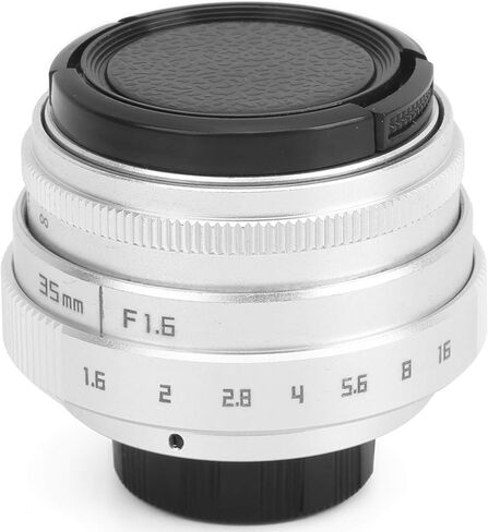 Camera Lens 35mm F1.6 C Mount Large Aperture Manual Fixed Focus Portrait Camera Lens Accessoryblack (Silver) in Saudi Arabia