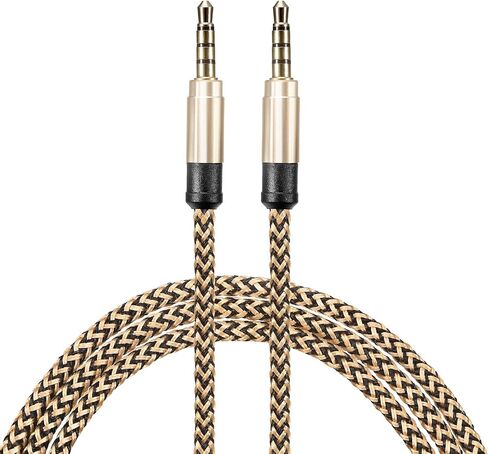 MECCANIXITY 2 Pack Aux Cable 3.5mm Male to Male Nylon Braided 5Ft 4 Pole Hi-Fi Stereo Sound Auxiliary Cord Orange for Earphones, Smart Phones, Home/Car Stereos, Speakers, Computers in Saudi Arabia