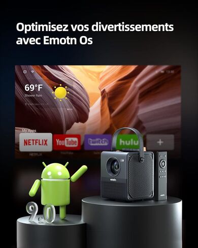 جهاز عرض Emotn O1 Native 1080P مع WiFi وBluetooth، شاشة 100 بوصة متضمنة، جهاز عرض صغير 400 ANSI Lumens، شاشة عرض 300 بوصة تدعم 4K أجهزة عرض أفلام محمولة متوافقة مع عصا التلفزيون/الهاتف/الكمبيوتر الشخصي in Saudi Arabia