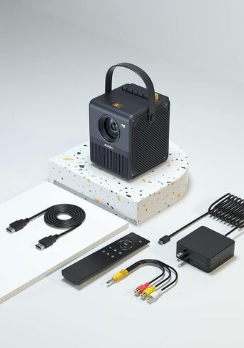 جهاز عرض Emotn O1 Native 1080P مع WiFi وBluetooth، شاشة 100 بوصة متضمنة، جهاز عرض صغير 400 ANSI Lumens، شاشة عرض 300 بوصة تدعم 4K أجهزة عرض أفلام محمولة متوافقة مع عصا التلفزيون/الهاتف/الكمبيوتر الشخصي in Saudi Arabia