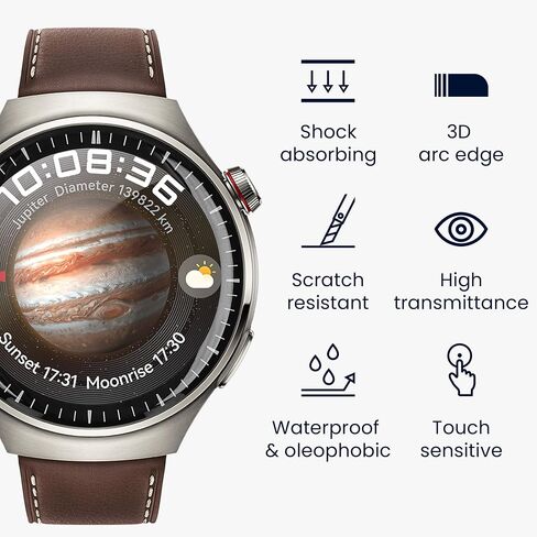 kwmobile Protective Film Compatible with Huawei Watch 4 Pro Screen Protector - 2X Smart Watch Protector Anti-Fingerprint in Saudi Arabia