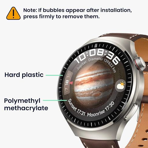kwmobile Protective Film Compatible with Huawei Watch 4 Pro Screen Protector - 2X Smart Watch Protector Anti-Fingerprint in Saudi Arabia