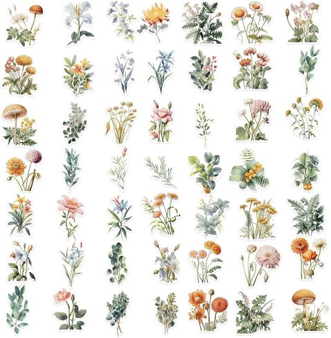 Green Plant Stickers Botanical Nature Stickers Pack 50PCS for Water Bottles Laptop Journaling Kechup Aesthetic Floral Decals Waterproof Vinyl Stickers for Adults Teachers in Saudi Arabia