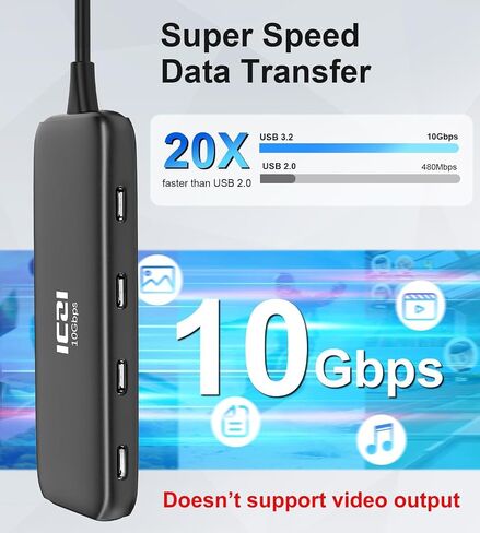 USB C Hub, ICZI USB C 3.2 Hub with 1.31ft Extended Cable,10Gbps Data USB C Splitter,USB C Ports for MacBook Pro/Air, iMac Pro, Surface Pro, iPad Pro, XPS, PC(Not Support Charging/Monitor) in Saudi Arabia