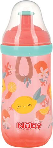 كوب Nuby Busy Sipper بمرحلتين مع فوهة سيليكون مانعة للانسكاب وتدفق حر منبثق، 12 أونصة، متنوع (قد تختلف الألوان/التصميمات)، 6 أشهر فما فوق، 12 أونصة in Saudi Arabia